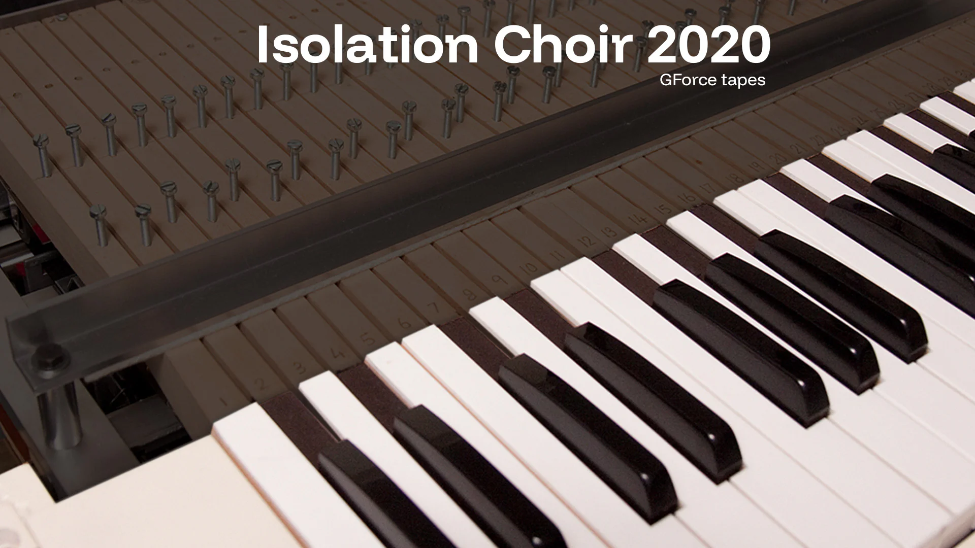 Close-up of piano keyboard for Isolation Choir 2020 event.