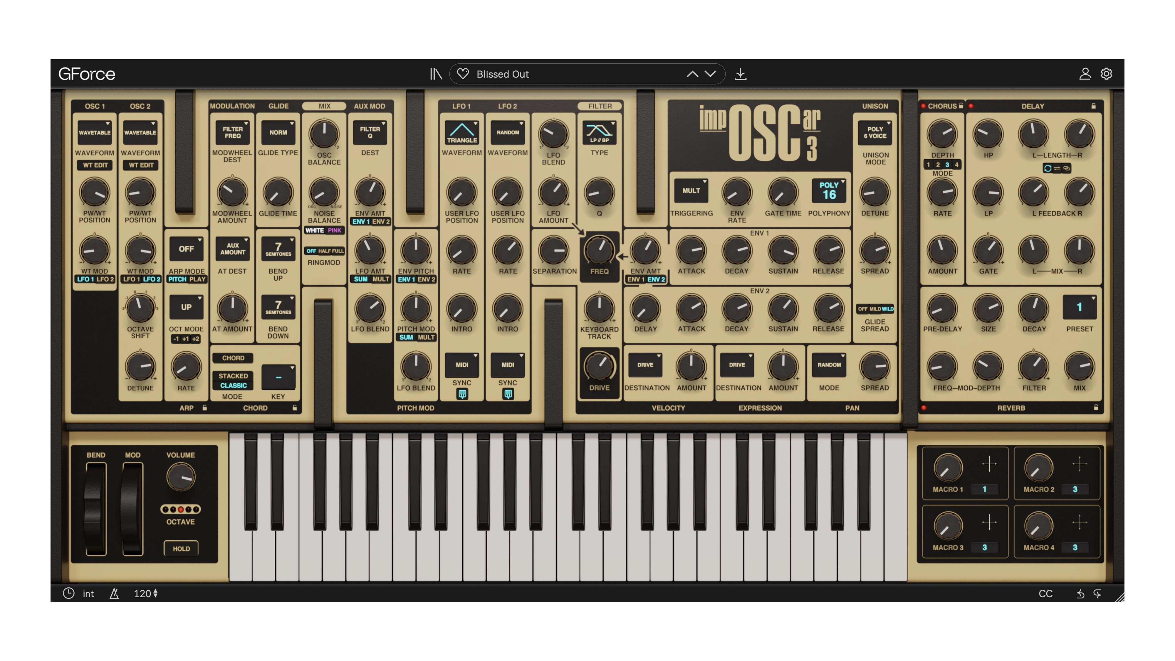 Gforcesoftware impOSCar3 virtual synthesizer for music production.