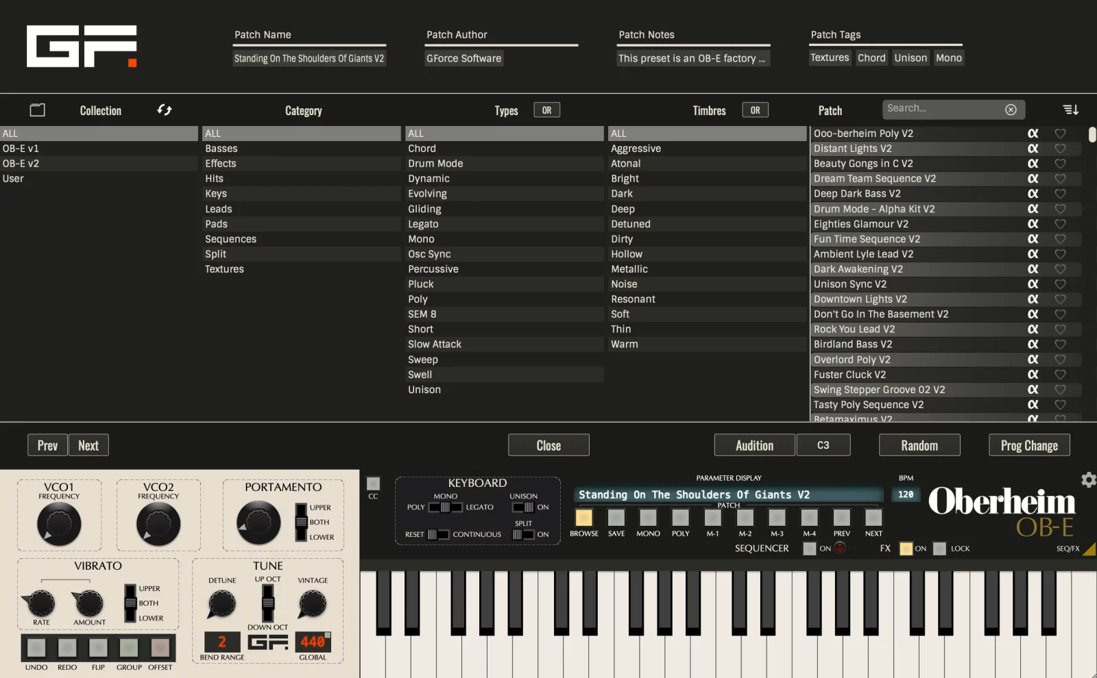 Oberheim OB-E browser screenshot