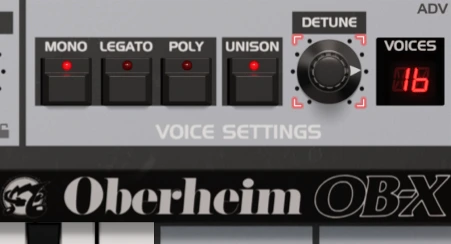 Oberheim OB-X Voice Settings section screenshot