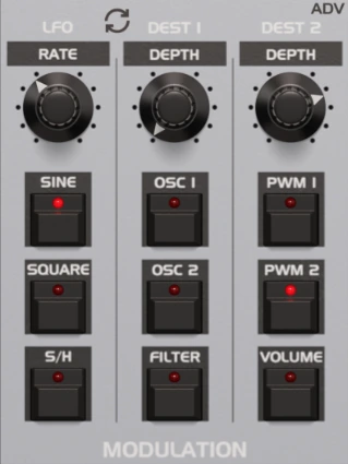Oberheim OB-X Modulation section screenshot