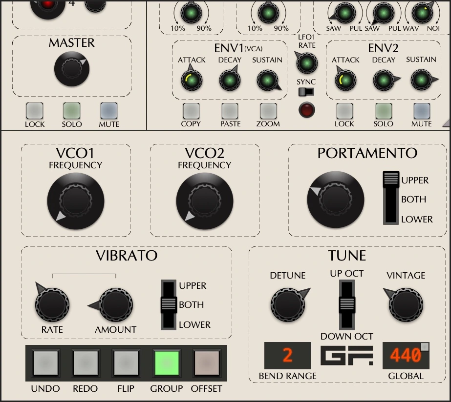 Oberheim OB-E Global section screenshot
