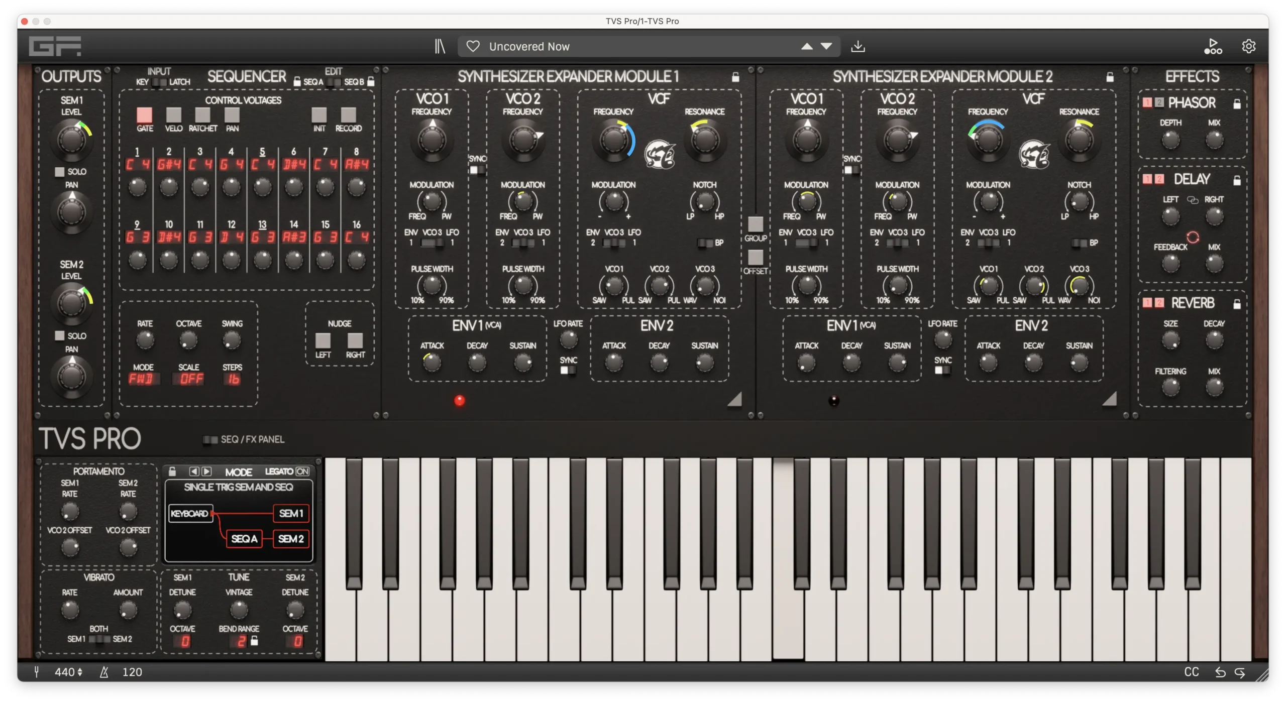 Oberheim TVS Pro plugin by GForce main GUI image