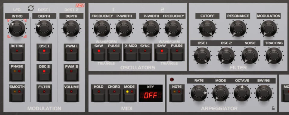 Synthesizer with LFO controls for creative sound modulation.