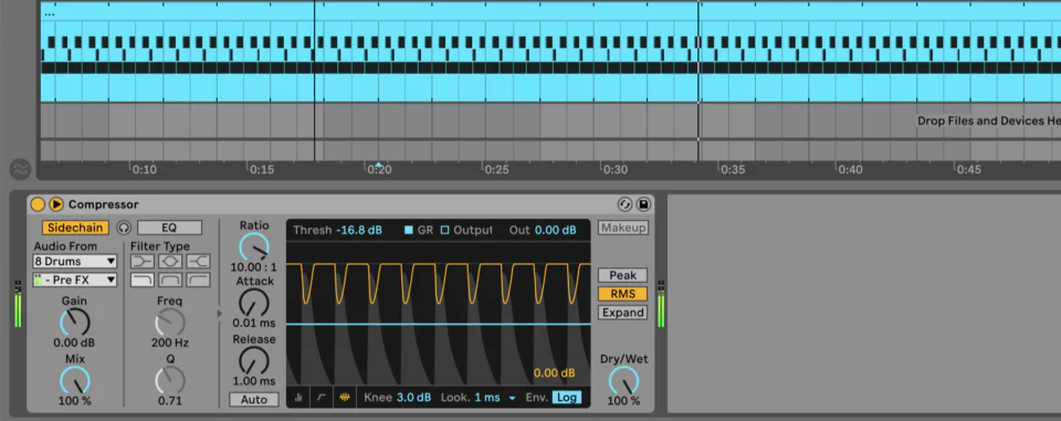 Audio waveform and equalizer display from Reverb Machine software.