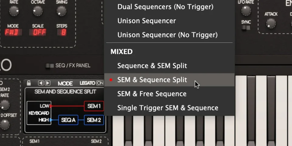 TVS Pro software interface showing sequence and SEM split options.